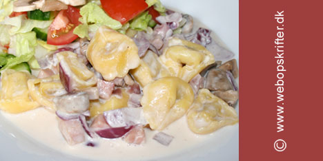 Tortellini i champignon og skinke fl�tesaus