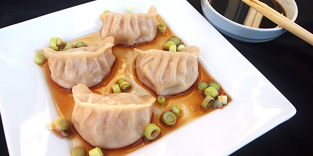 Dumplings med svinekj�tt og reker