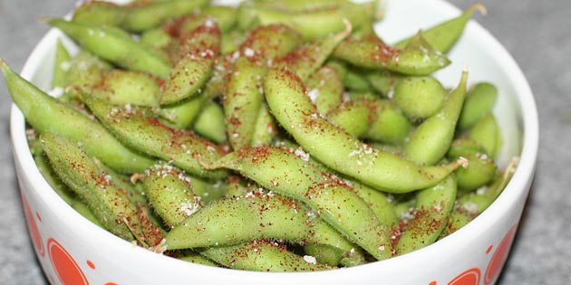 Edamame b�nner med salt og chilli