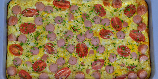 Eggekake med plser i ovn