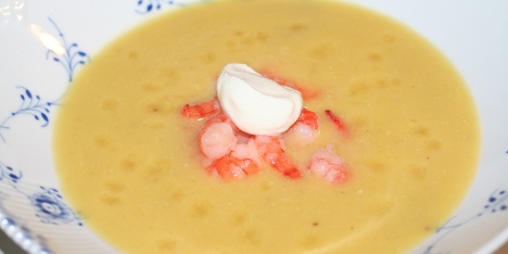 Gresskarsuppe med reker