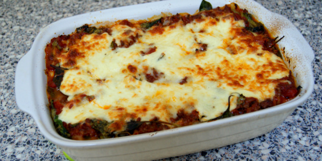 Lasagne med spinat og cottage cheese