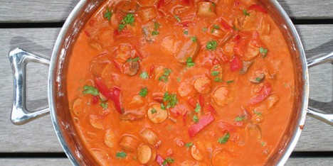 Paprikagryte med p�lser