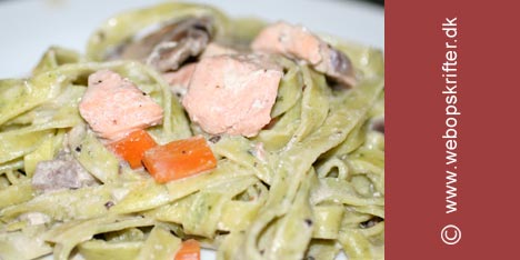Pasta med laks, rotfrukt og sopp