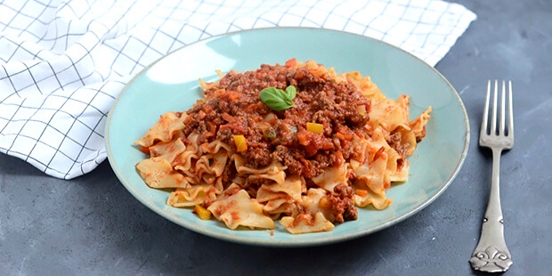 Spaghetti bolognese med grnnsaker 