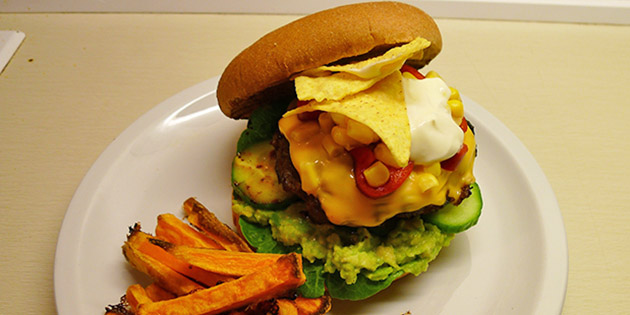 Tacoburger med ovnsbakt s�tpotet