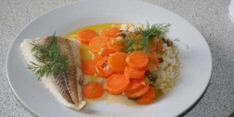 Torsk med ingef�r og gulr�tter