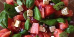 Vannmelonsalat med fetaost, rdlk og basilikum