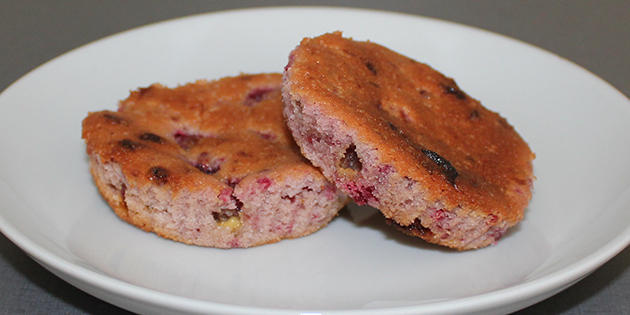 Bringeb�rmuffins med hvit sjokolade