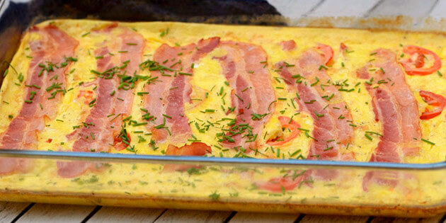 Eggekake i ovn med bacon