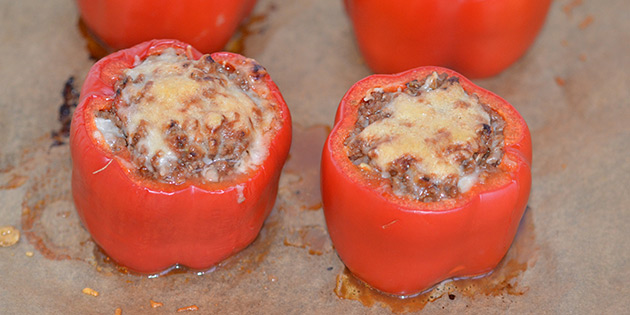 Fylte paprika med kj�ttdeig