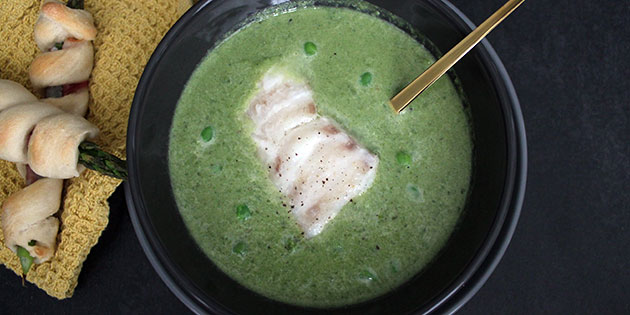 Gr�nn ertesuppe med torsk